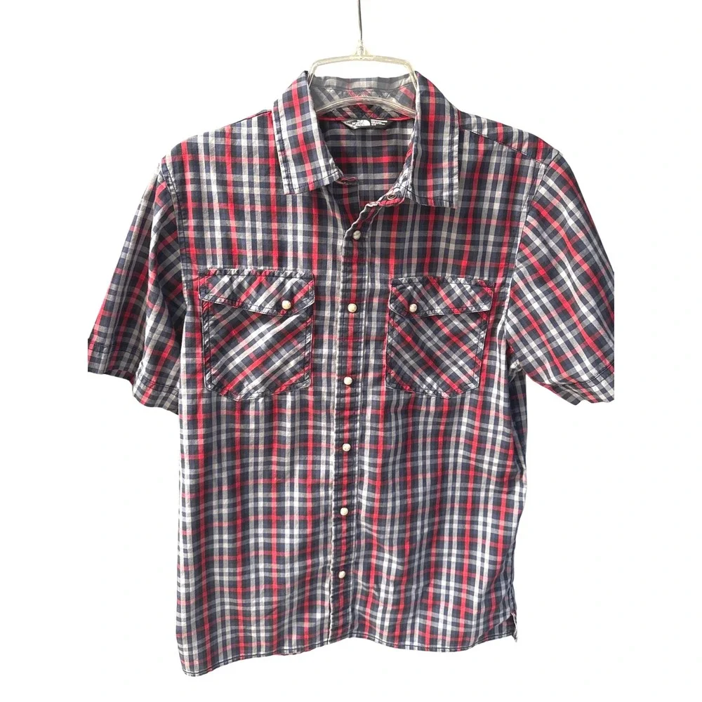 The North Face Mens Short Sleeve‎ Plaid Button Up Shirt Size S/P